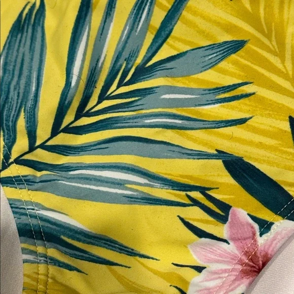 Kona Sol Yellow Leaf Print Bikini Bottom - Picture 2 of 7